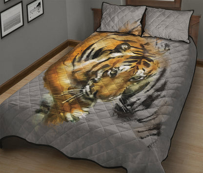 Tiger Painting Print Quilt Bed Set