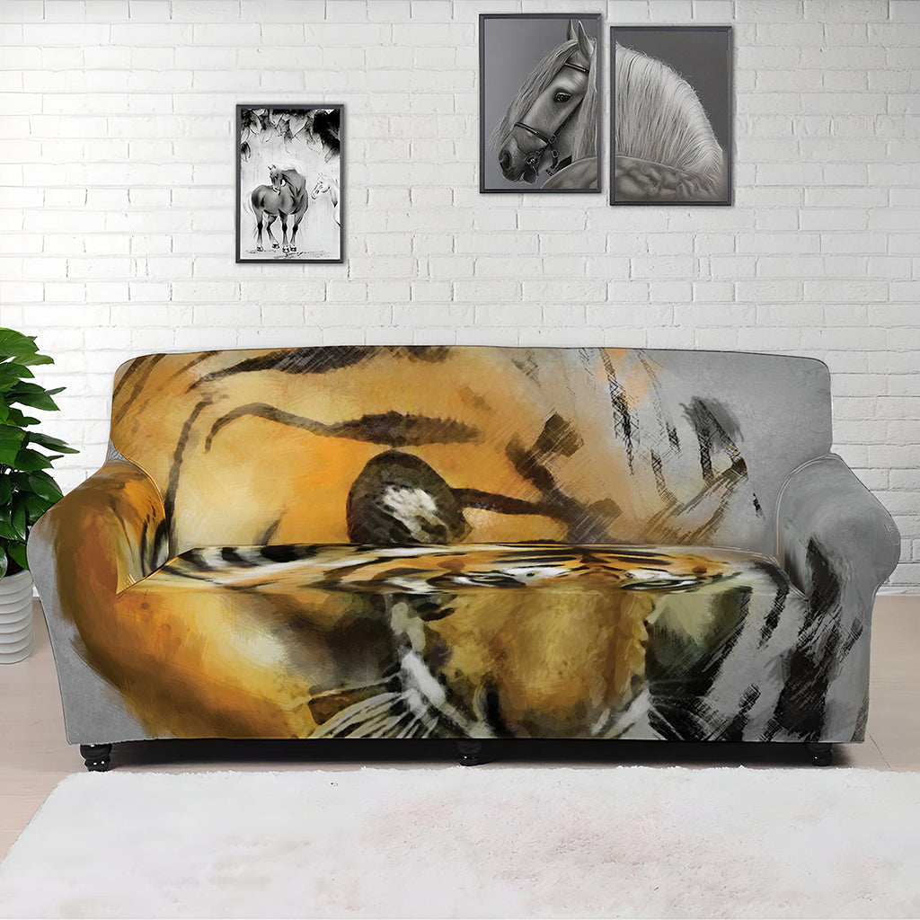 Tiger Painting Print Sofa Cover