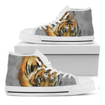 Tiger Painting Print White High Top Shoes