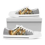 Tiger Painting Print White Low Top Shoes
