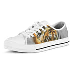 Tiger Painting Print White Low Top Shoes