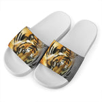 Tiger Painting Print White Slide Sandals