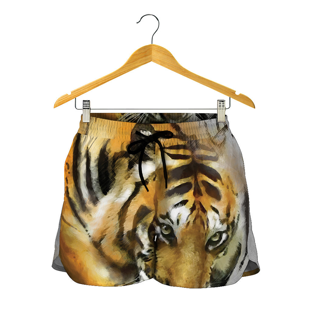 Tiger Painting Print Women's Shorts