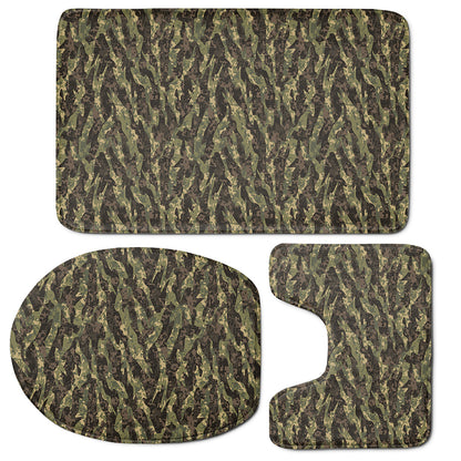 Tiger Stripe Camouflage Pattern Print 3 Piece Bath Mat Set