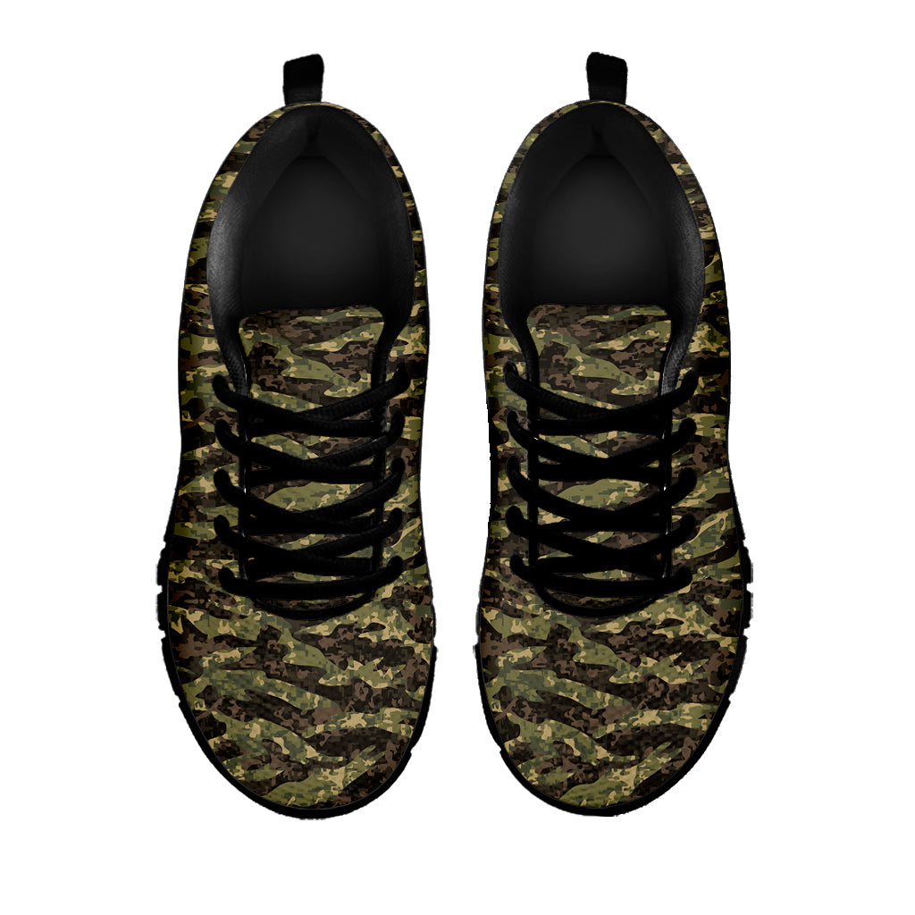 Tiger Stripe Camouflage Pattern Print Black Sneakers