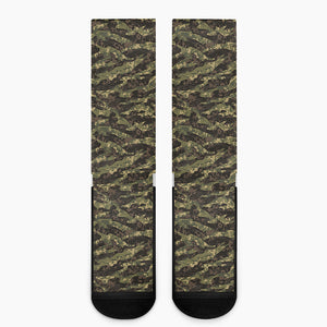 Tiger Stripe Camouflage Pattern Print Crew Socks