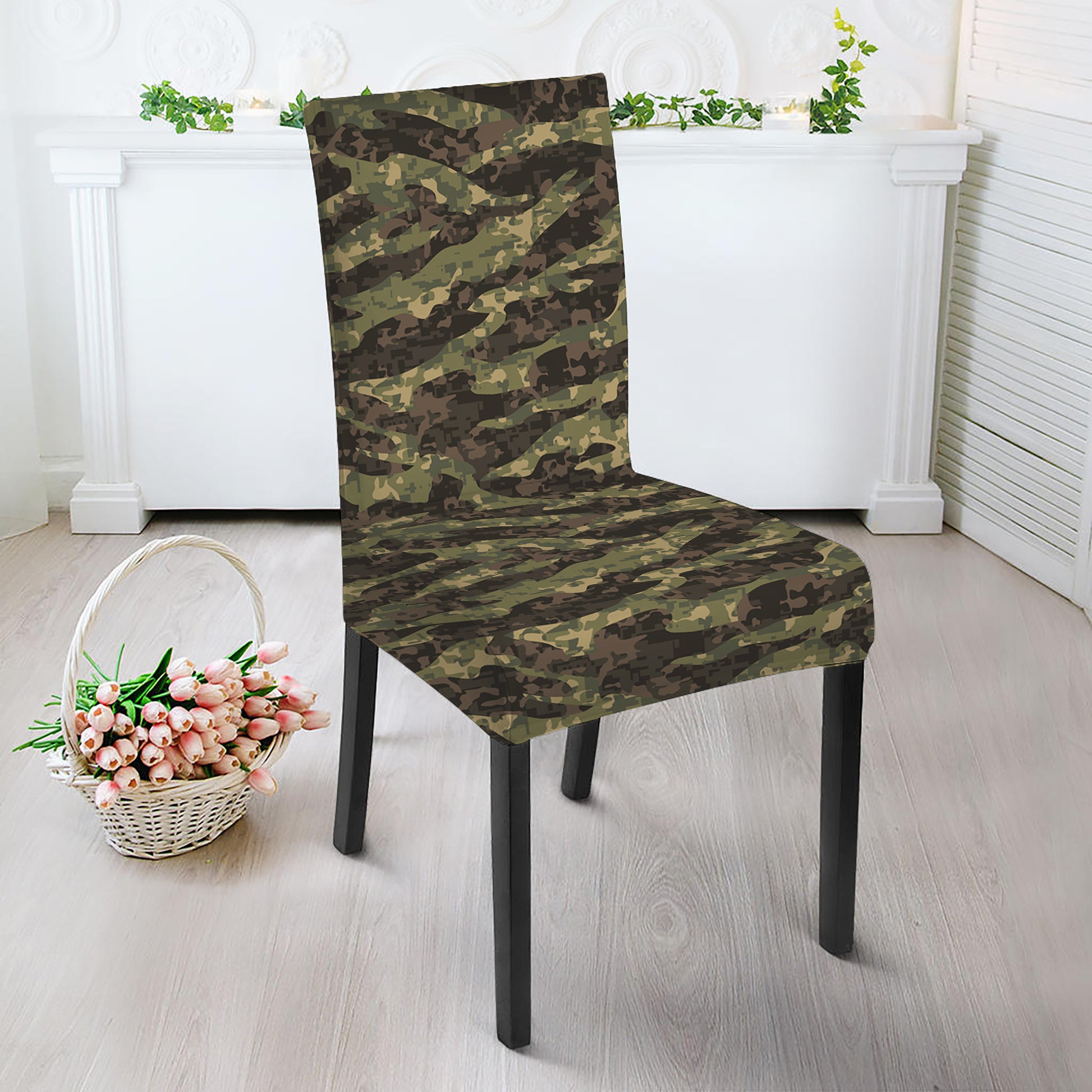 Tiger Stripe Camouflage Pattern Print Dining Chair Slipcover