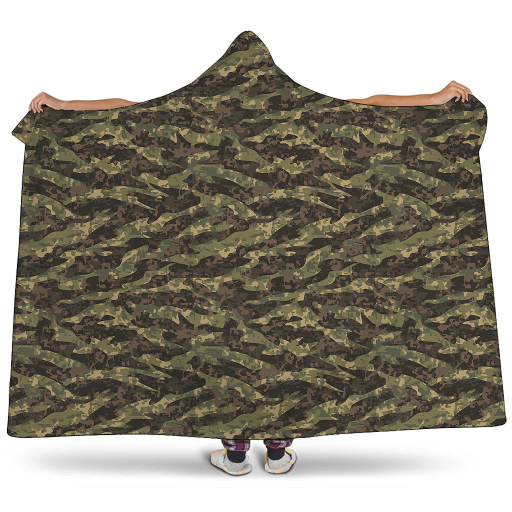 Tiger Stripe Camouflage Pattern Print Hooded Blanket