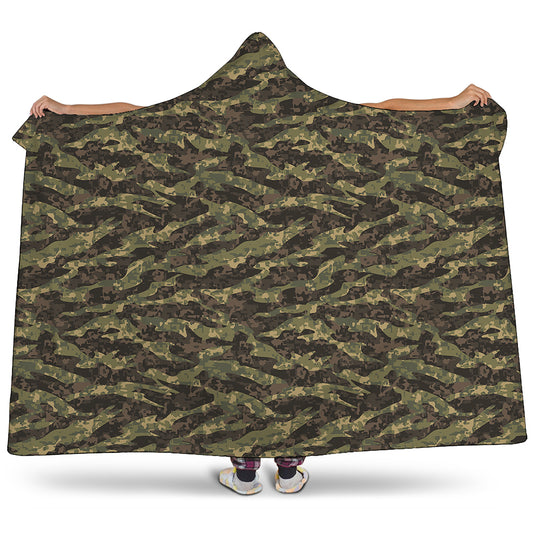 Tiger Stripe Camouflage Pattern Print Hooded Blanket