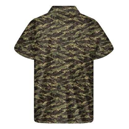 Tiger Stripe Camouflage Pattern Print Men's Short Sleeve Shirt