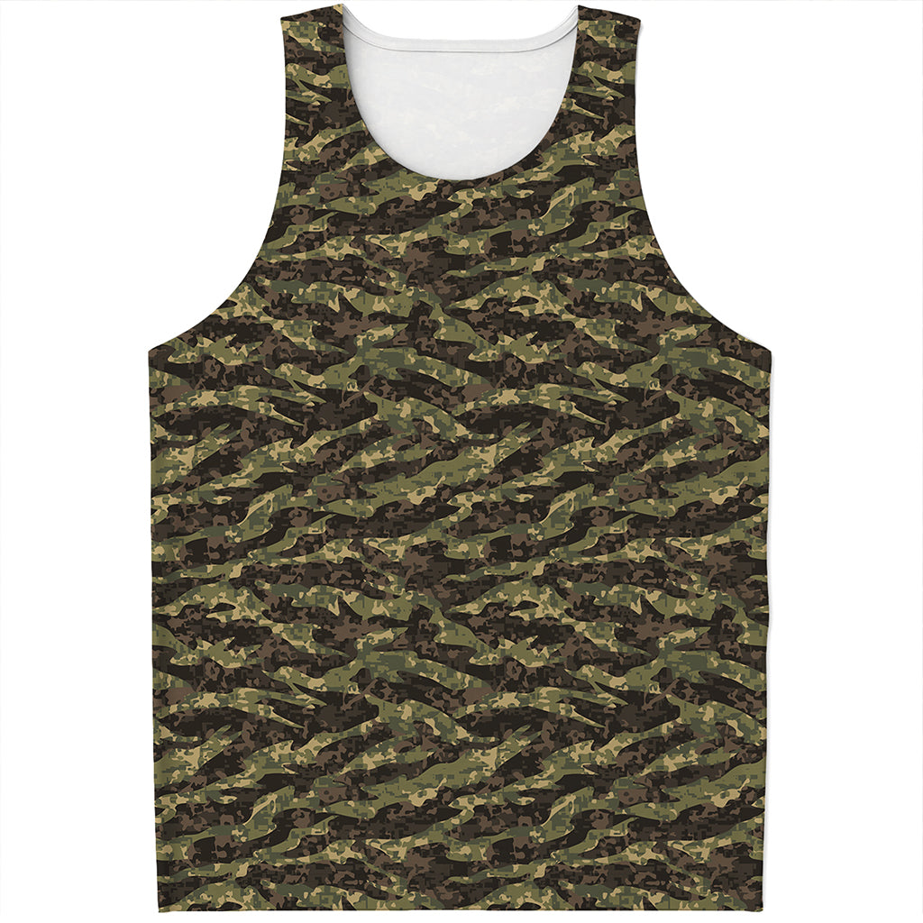 Tiger Stripe Camouflage Pattern Print Men's Tank Top