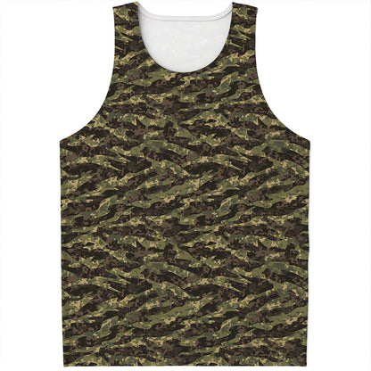 Tiger Stripe Camouflage Pattern Print Men's Tank Top
