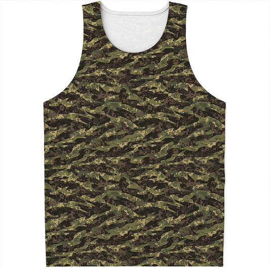 Tiger Stripe Camouflage Pattern Print Men's Tank Top