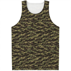 Tiger Stripe Camouflage Pattern Print Men's Tank Top