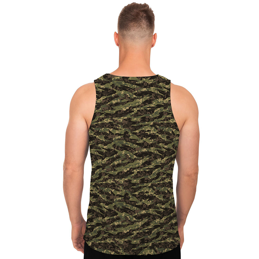 Tiger Stripe Camouflage Pattern Print Men's Tank Top