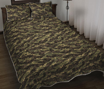 Tiger Stripe Camouflage Pattern Print Quilt Bed Set