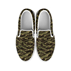 Tiger Stripe Camouflage Pattern Print White Slip On Shoes