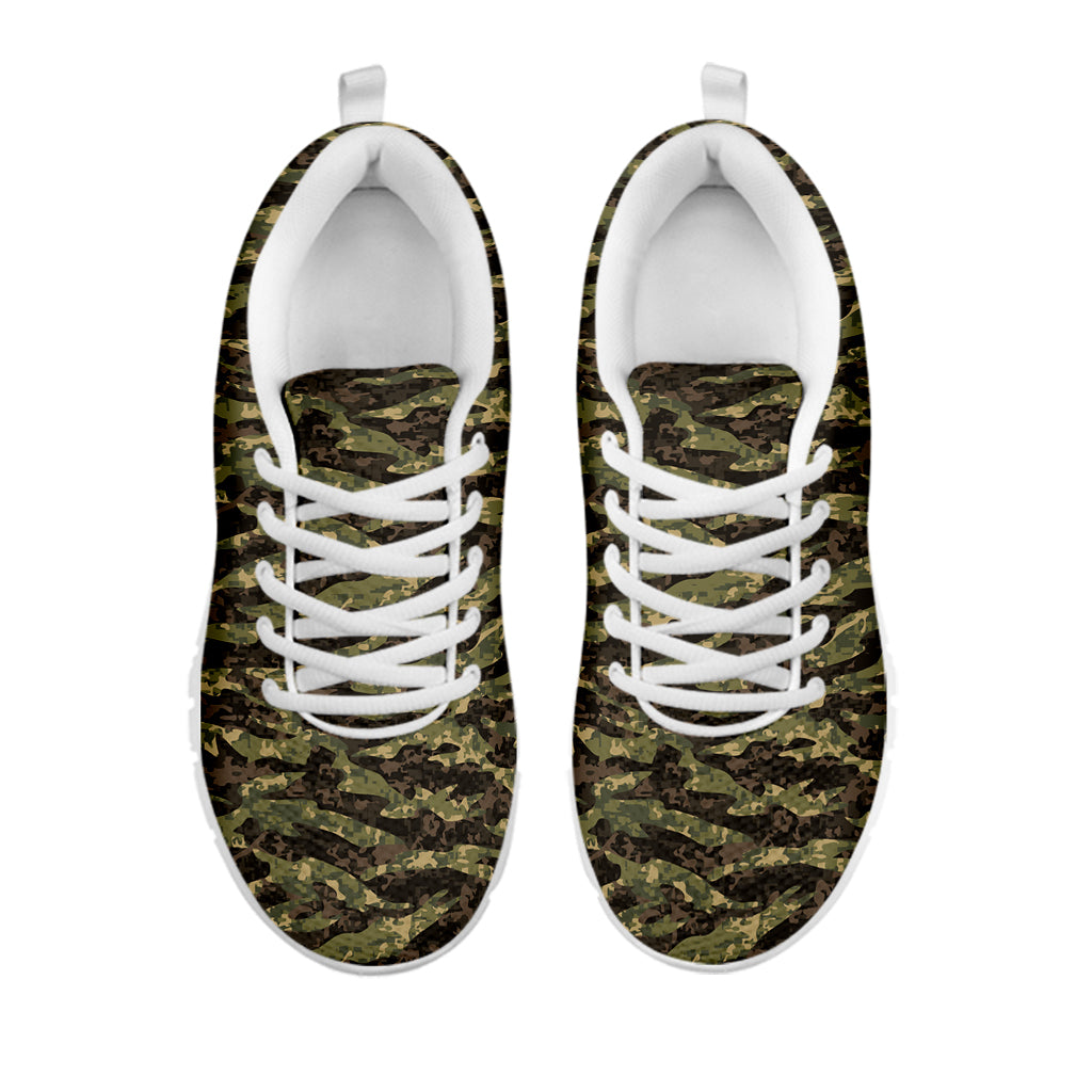 Tiger Stripe Camouflage Pattern Print White Sneakers