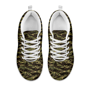 Tiger Stripe Camouflage Pattern Print White Sneakers