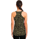 Tiger Stripe Camouflage Pattern Print Women's Racerback Tank Top