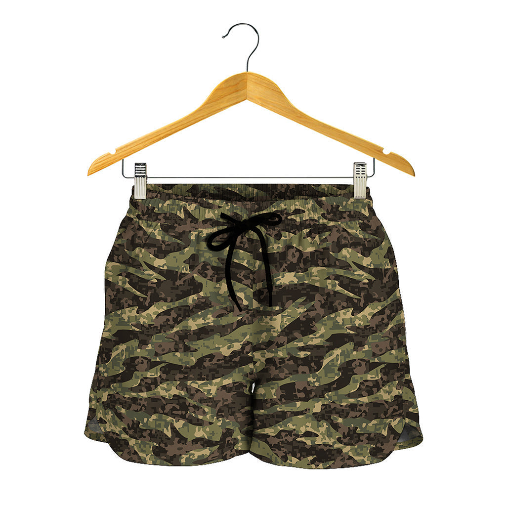 Tiger Stripe Camouflage Pattern Print Women's Shorts