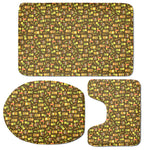 Tiki Luau Pattern Print 3 Piece Bath Mat Set