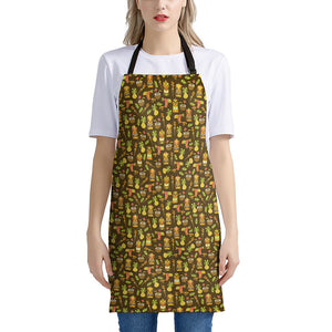 Tiki Luau Pattern Print Apron