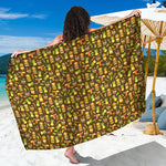 Tiki Luau Pattern Print Beach Sarong Wrap