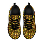 Tiki Luau Pattern Print Black Sneakers