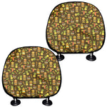 Tiki Luau Pattern Print Car Headrest Covers