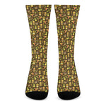 Tiki Luau Pattern Print Crew Socks