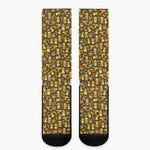 Tiki Luau Pattern Print Crew Socks