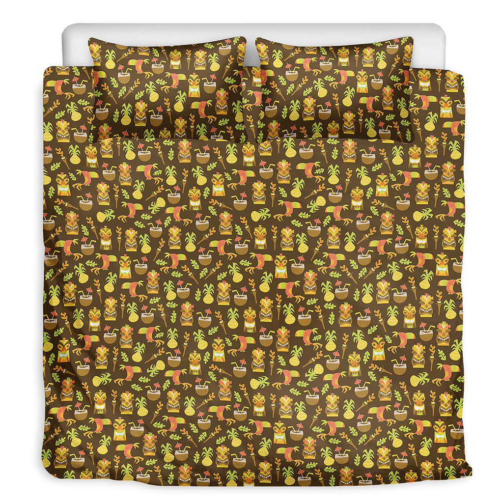 Tiki Luau Pattern Print Duvet Cover Bedding Set
