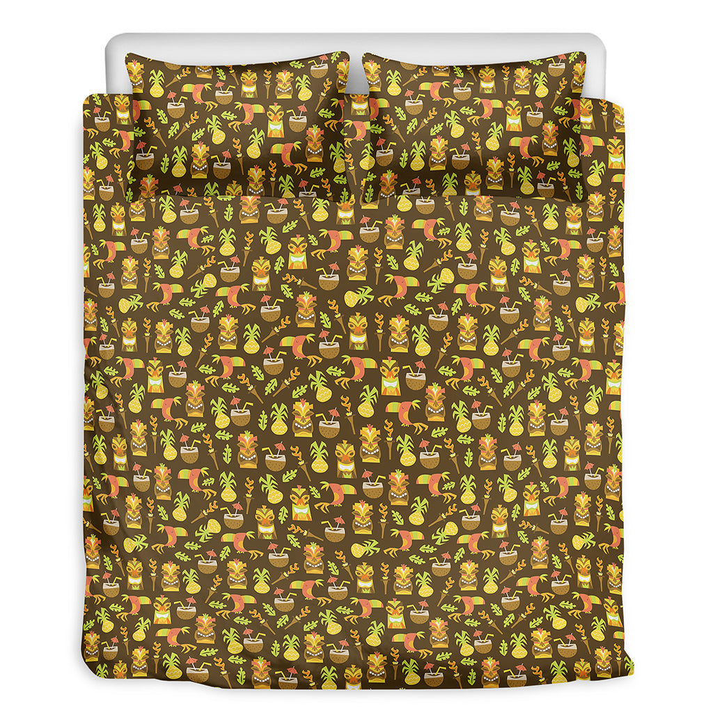 Tiki Luau Pattern Print Duvet Cover Bedding Set