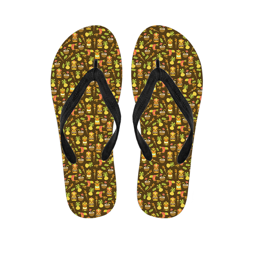 Tiki Luau Pattern Print Flip Flops