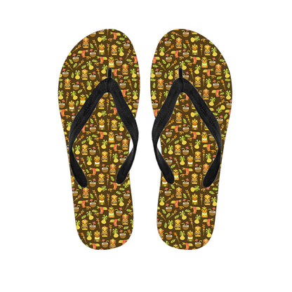 Tiki Luau Pattern Print Flip Flops