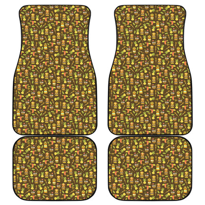Tiki Luau Pattern Print Front and Back Car Floor Mats