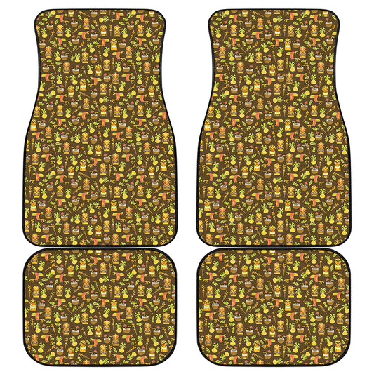 Tiki Luau Pattern Print Front and Back Car Floor Mats
