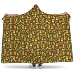 Tiki Luau Pattern Print Hooded Blanket