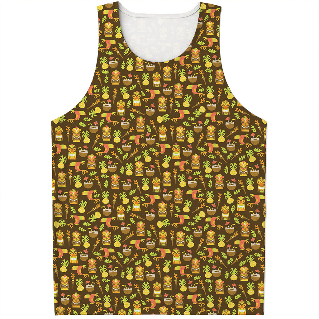Tiki Luau Pattern Print Men's Tank Top