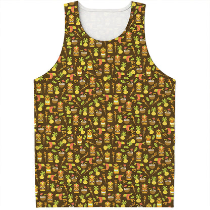 Tiki Luau Pattern Print Men's Tank Top