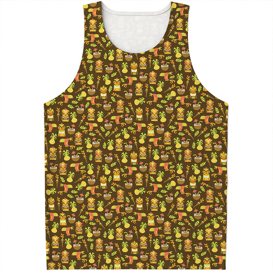 Tiki Luau Pattern Print Men's Tank Top