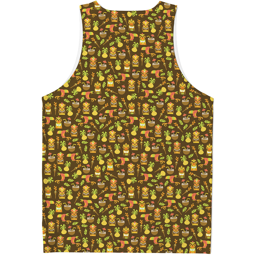 Tiki Luau Pattern Print Men's Tank Top