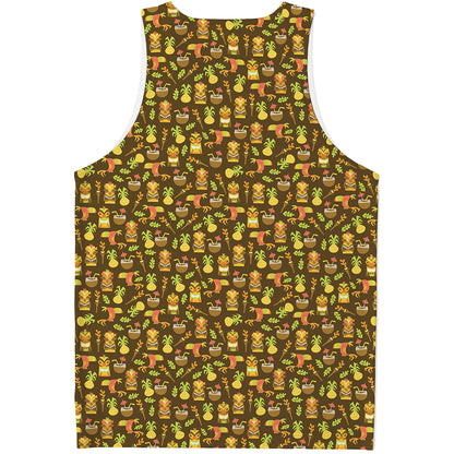 Tiki Luau Pattern Print Men's Tank Top