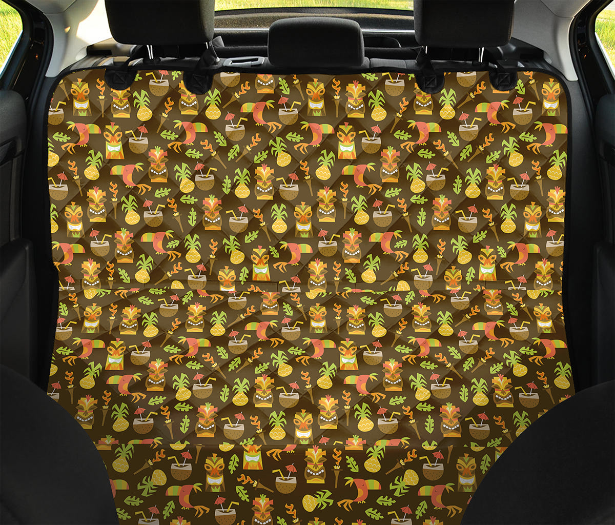 Tiki Luau Pattern Print Pet Car Back Seat Cover
