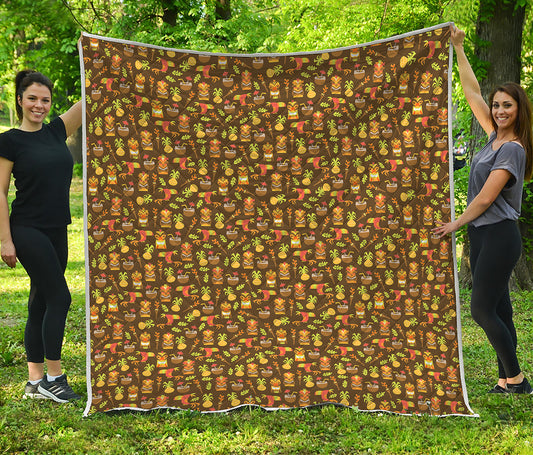 Tiki Luau Pattern Print Quilt