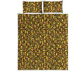 Tiki Luau Pattern Print Quilt Bed Set