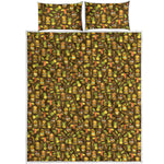 Tiki Luau Pattern Print Quilt Bed Set