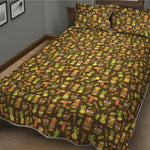 Tiki Luau Pattern Print Quilt Bed Set