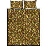 Tiki Luau Pattern Print Quilt Bed Set